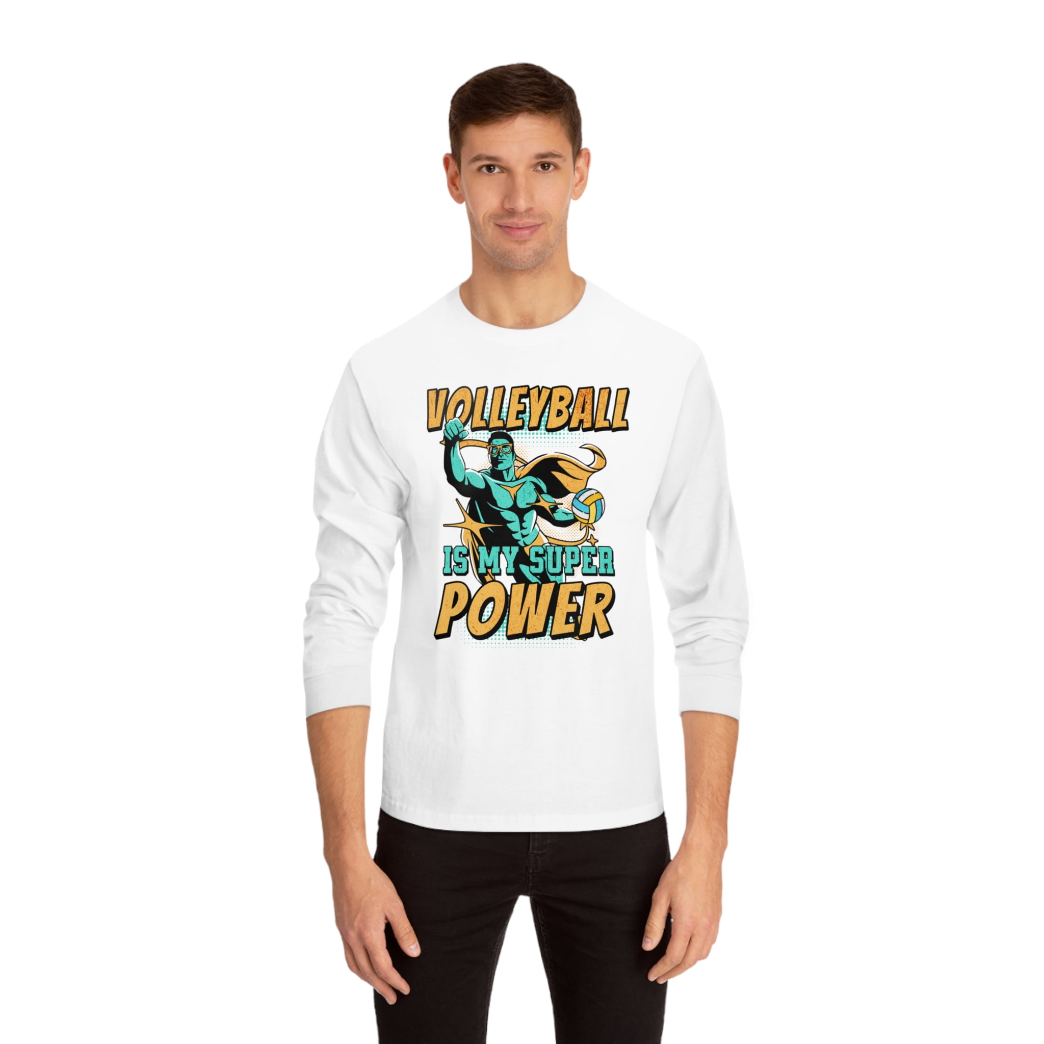 特価ブランド Superhero Unisex Long Sleeve T-Shirt, Volleyball is My Super Clothing