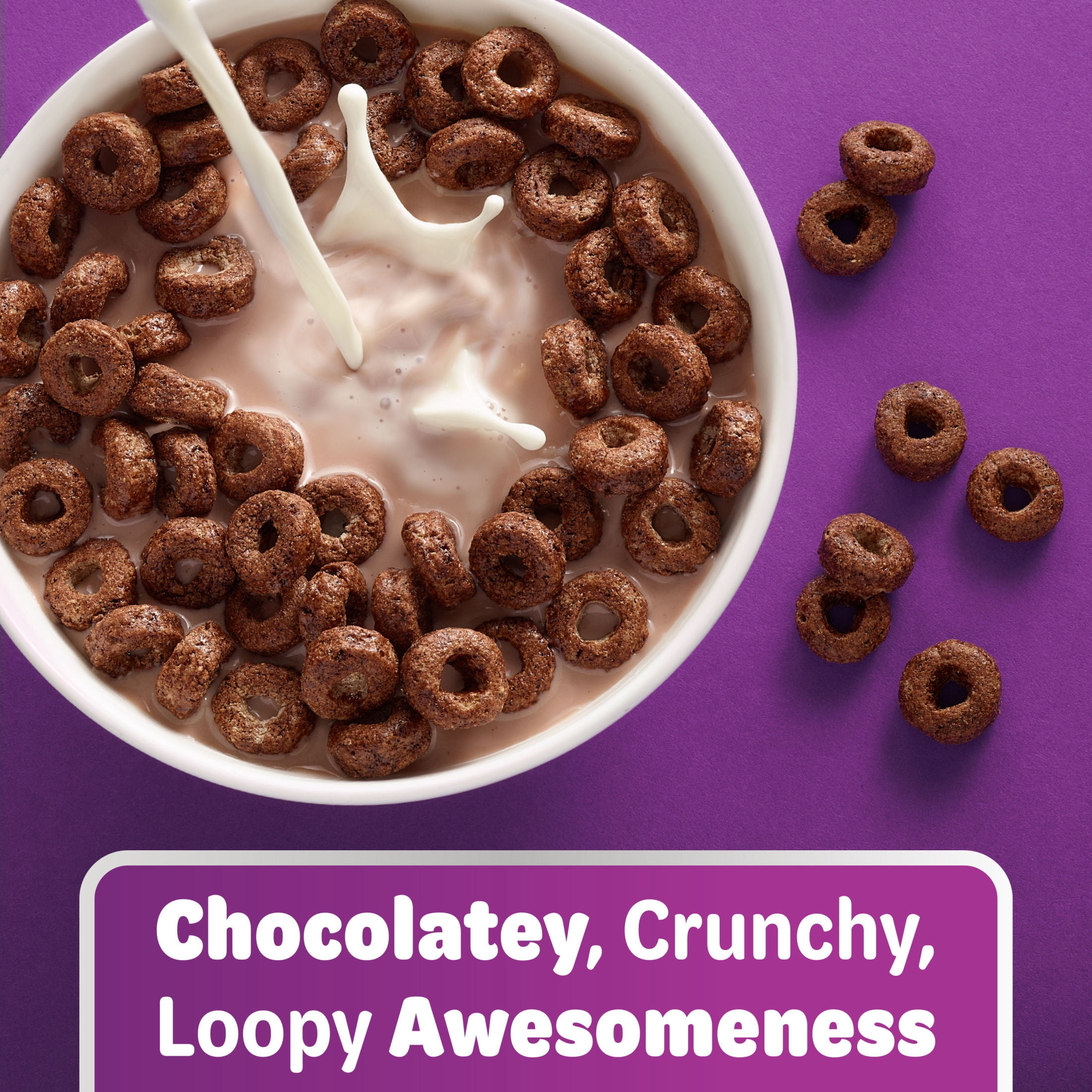 (6 pack) Kellogg's Cocoa Loops Original Breakfast Cereal, Good Source of Fiber, Family Size, 16.6 oz