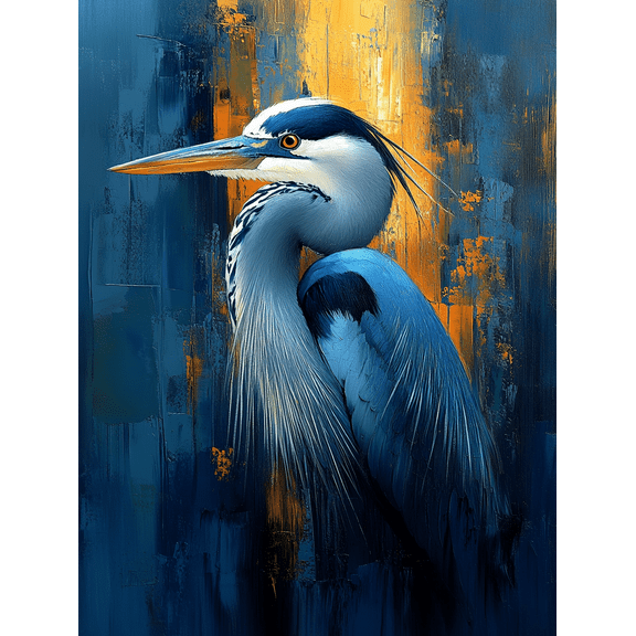 Blue Heron Abstract Canvas Painting，Suitable for Living Room， Bedroom， Office， Dining Room， and Bathroom Decor.