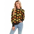 thumbnail image 5 of Pullover Sweaters for Women Y2K Maple Leaves Print Crewneck Fall Winter Halloween Knitted Sweaters Warm Long Sleeve Jumper Tops Alsol Lamesa, 5 of 6