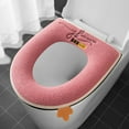 thumbnail image 6 of Biplut Embroidery Letter Zipper Closure Easy Installation Waterproof Back Toilet Seat Pad Winter Warm Flannel Toilet Seat Cover with Handle Bathroom Accessories (Grey), 6 of 13