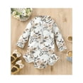 thumbnail image 4 of Toddler Infant Baby Girl One Piece Swimsuits Floral Print Long Sleeve Zip-up Ruffle Jumpsuit Swimwear Beachwear Bathing Suit, 4 of 9