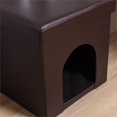 thumbnail image 4 of Hodedah Faux Leather Collapsible Pet Ottoman in Brown, 4 of 5