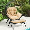 thumbnail image 2 of Uforic Outdoor PE Rattan Egg Chair with Stand and Ottoman with Footrest for Patio, Garden, Beige, 2 of 7