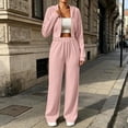 thumbnail image 7 of Naotn Women Ribbed Knit 2 Piece Sweatsuit Set, Full Zip Up Long Sleeve Cropped Hoodies Wide Leg Pants Matching Casual Sets, 7 of 7