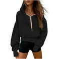 thumbnail image 2 of Sevevn Sweatshirts for Women Fashion Women's Casual Comfortable Solid Color Long Sleeve Half Zipper Pocket Blouse Top Hooded Sweatshirts Great Gifts for Less, 2 of 8