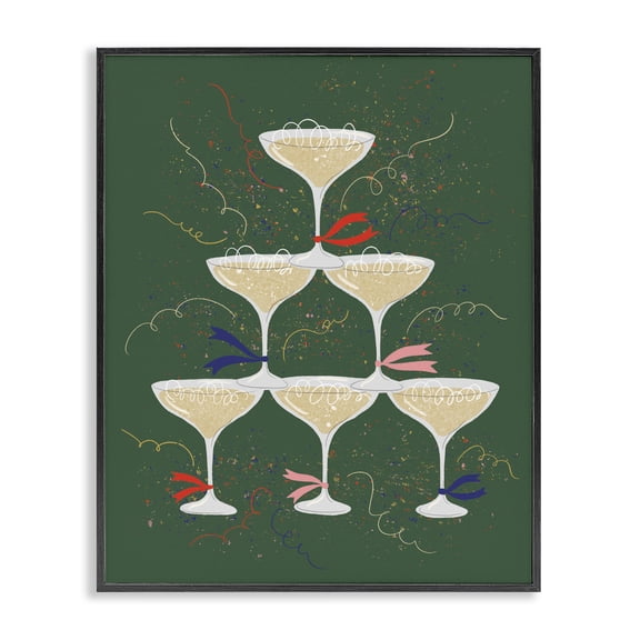 Stupell Industries Modern Celebration Drinks Tower Black Framed Giclee Art, 11 x 14, by Kristina Hultkrantz