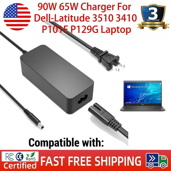 90W 65W Charger For Dell-Latitude 3510 3410 P101F P129G Laptop AC Power Supply