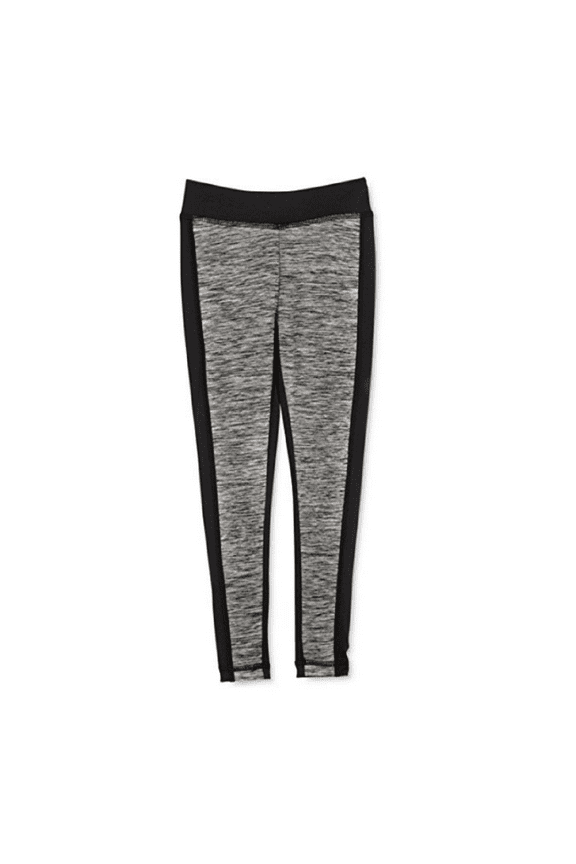 Girls' Heathered Leggings, Black/Heather ,Size 6