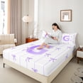 thumbnail image 4 of Castle Fairy Monogrammed Letter G 4Pcs Bed Sheets for Teens Boys Girls,Kawaii Bow King Sheets,Geometric Stripes Super Cozy Sheet Set,Super Cozy Room Decor, 4 of 7