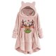 thumbnail image 1 of Top de abrigo de felpa con capucha y manga larga con botones de felpa con estampado navideño informal para mujer Pompotops  FGAJ22622, 1 of 5