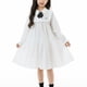 thumbnail image 1 of Vestido de primavera y verano para niñas de tallas medianas y grandes, blanco, con mangas largas, camisa de perlas, falda y solapa, conjunto de poliéster para niñas de estilo universitario., 1 of 7