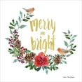 thumbnail image 3 of Seven Trees Design 12x12 Black Modern Framed Museum Art Print Titled - Merry and Bright Robin Wreath, 3 of 5
