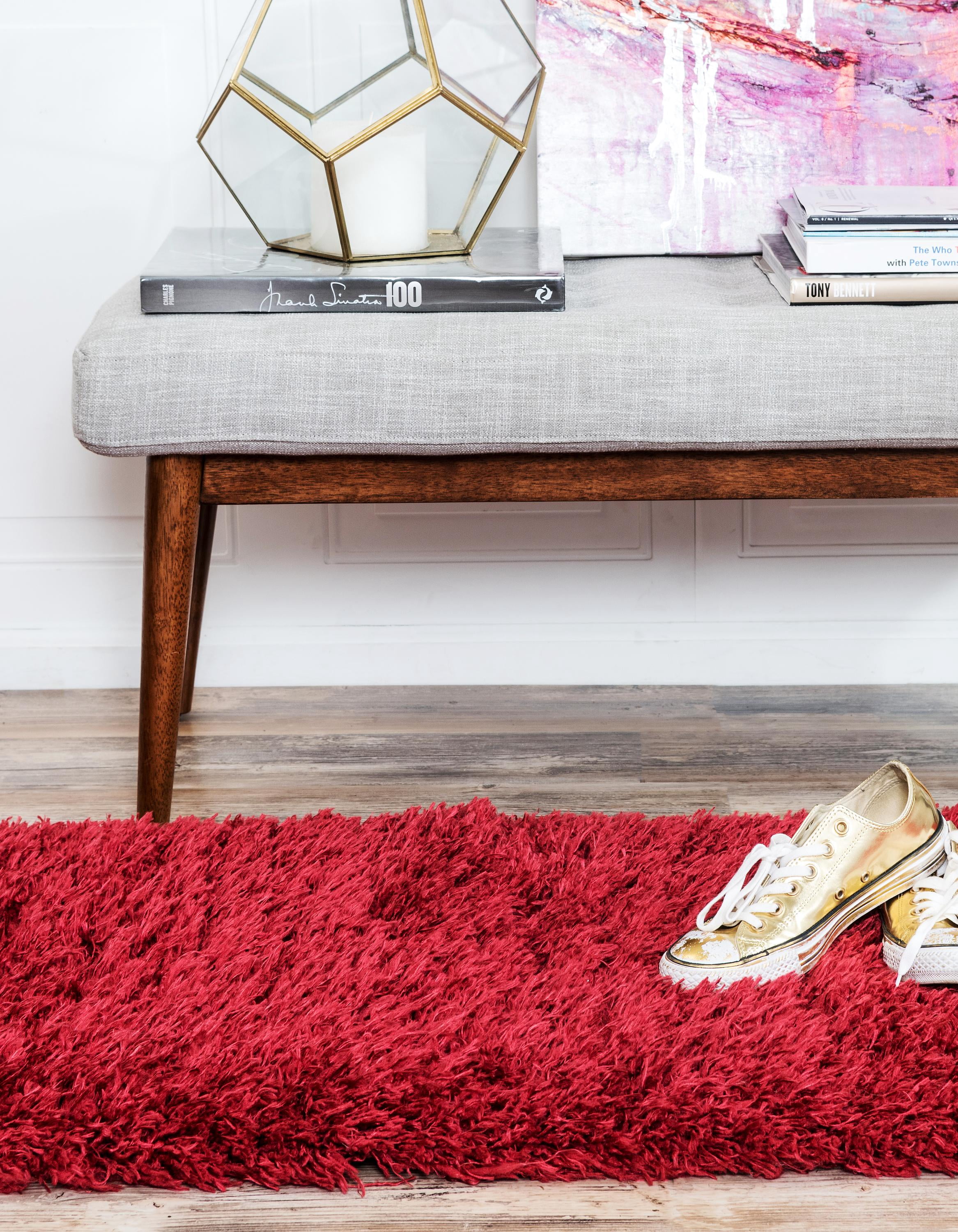 Unique Loom Marilyn Monroe Opulence Shag Collection Area Rug - (2' x 10' Runner Lipstick)
