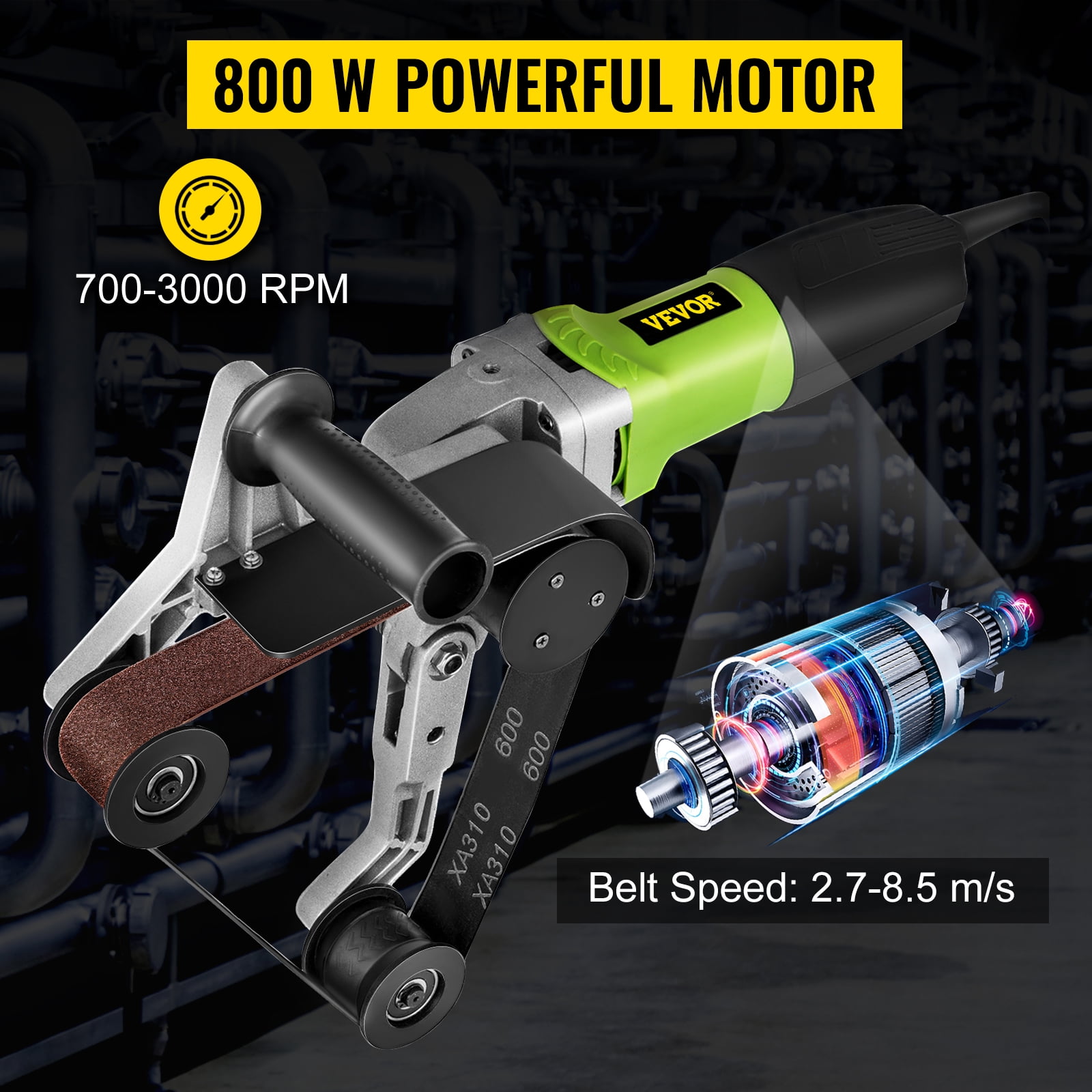VEVOR Tube Belt Sander Pipe Polisher Pipe Grinder 800W 180mm
