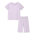 thumbnail image 2 of Bovxnpu Boys Girls 2 Piece Outfits, Girl Short Set Cute T-Shirt Shorts, Toddler Kids Fashion Cute Solid Color Soft Short Sleeve Top Shorts Home Wear Suit 6 Years, 2 of 8