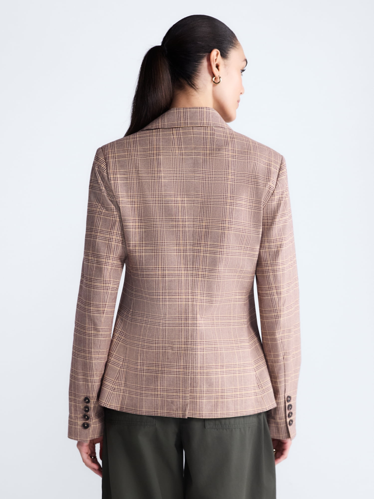 Free Assembly Women's and Women's Plus The Belmont Plaid Single Breasted Blazer, Sizes XS-4X