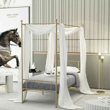 slats canopy twin replacement frame bed metal gold