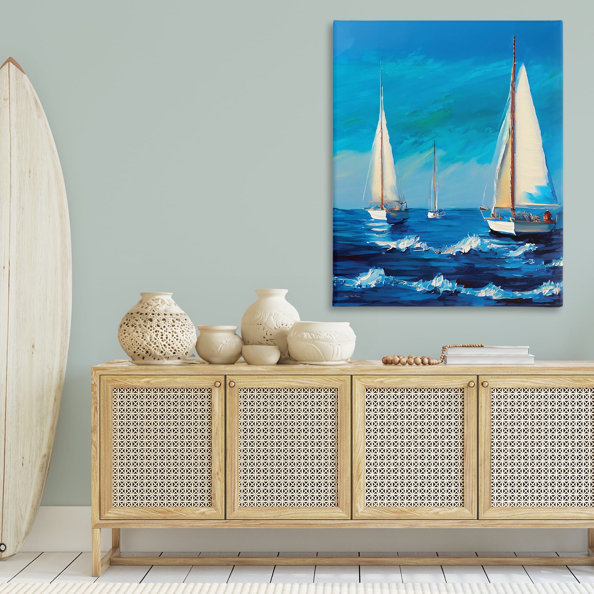 Stupell Industries Sailors on Ebbing Tide Nautical & Beach Painting Wrapped Canvas Art Print Wall Art, 36 x 48