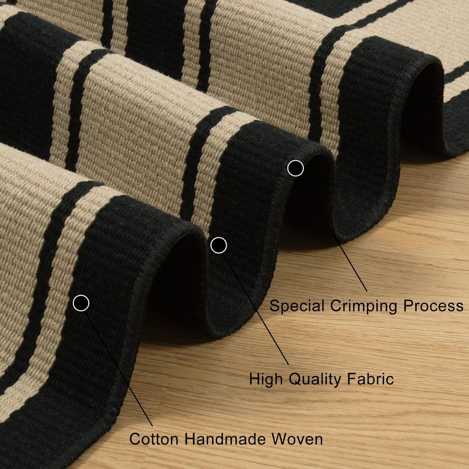 Striped Outdoor Rug 27.5x43 Inches, Reversible Washable Front Fall Door Mats, Black and Khaki Outdoor Front Porch Rug, Welcome Layered Doormat Entryway Rug for Entrance, Doorway