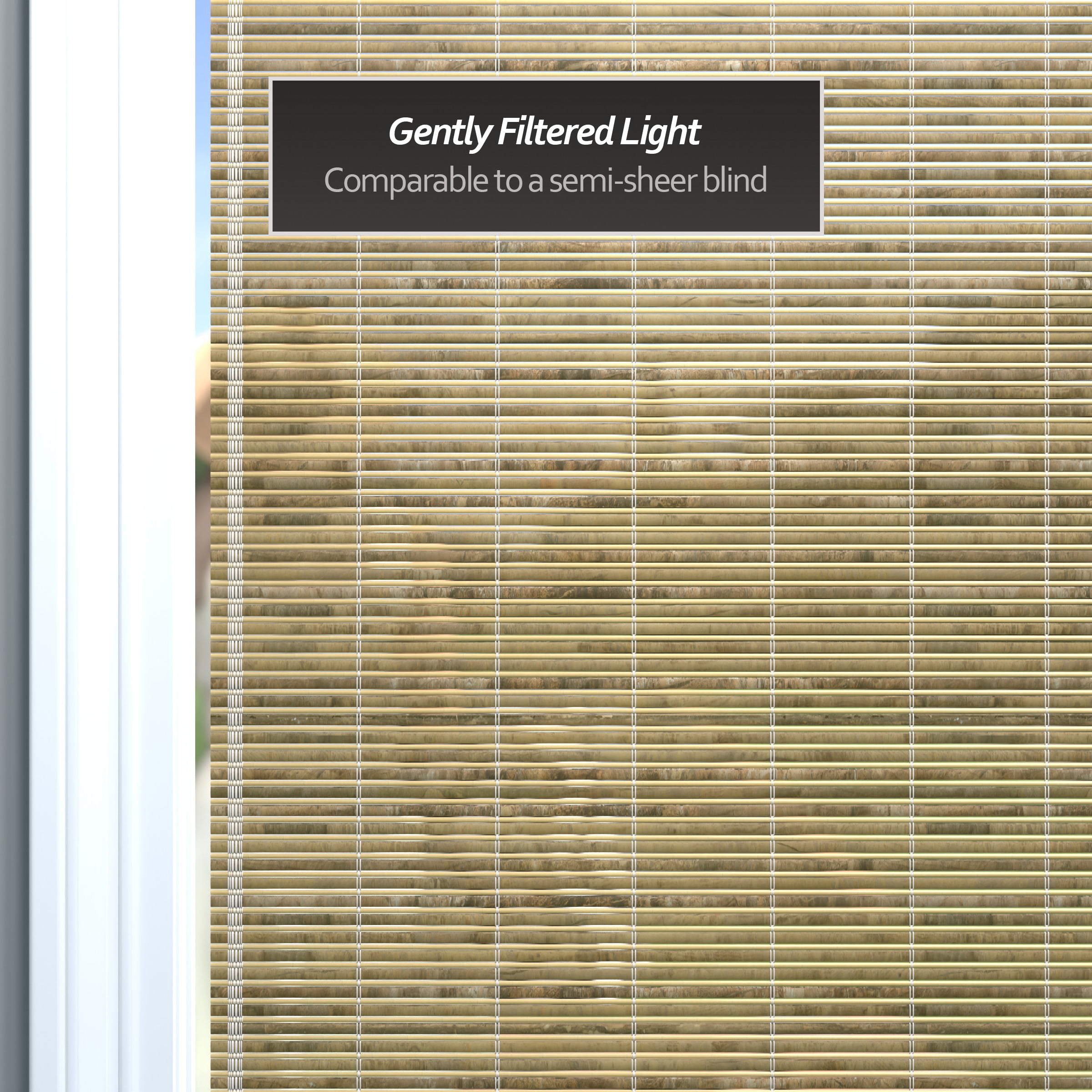 Red Lantern Burnt Bamboo Cordless Window Shade - Natural 48" W