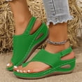 thumbnail image 2 of Modisza Women's Wedge Sandals with Arch Support Platform Summer Toe Ring Slip on Flip Flops Comfortable Wide Width Slide Shoes Green 9.5, 2 of 6