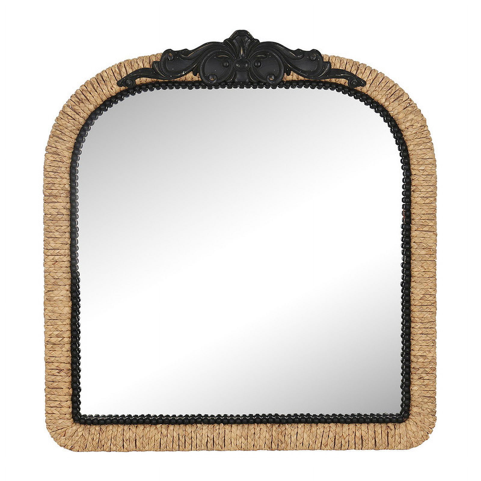 Solara Wide Arch Rattan Frame Wood Wall Mirror