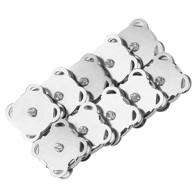 10pcs Set Metal Magnetic Snaps Buttons Closures DIY Craft Buckle for Purses  Bags Clothes Handbags Scrapbooking[Bright White] 