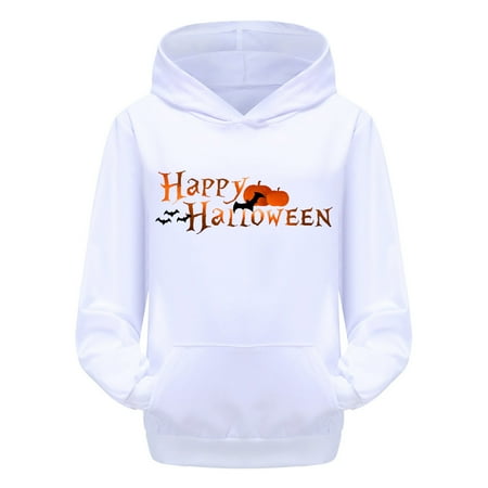 

Xijirk Child Toddler Boys Girls Halloween Long Sleeve Cartoon Prints Warm Hoodie Pullover Tops Kids Sweat-White-8-9 Years