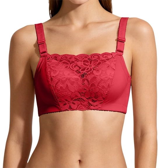 Levmjia Womens Wireless Bra Lace Solid Color Square Neck Adjustable Thin Straps Plus Size Seamless Lift Support Padded Daily Casual Outfits Spring Summer Daily Wear Elegant