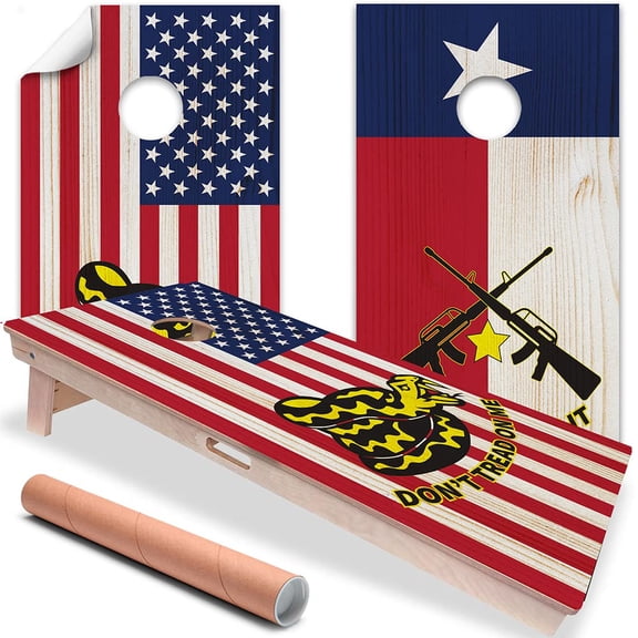 Cornhole Board Wraps and Decals for Boards Set of 2 Skins Professional Vinyl Covers Sticker - American Texas Flag Football Tailgaiting Cornhole Wraps Stickers Cornhole Skins Cornhole Wraps for Boards