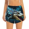 thumbnail image 4 of Lsque Starry Sky Colorful Crocodile Printed Women's Running Shorts with Liner Pockets,Elastic Quick Dry Workout Athletic Gym Yoga Shorts,Womens High Waist Shorts-XX-Large, 4 of 9