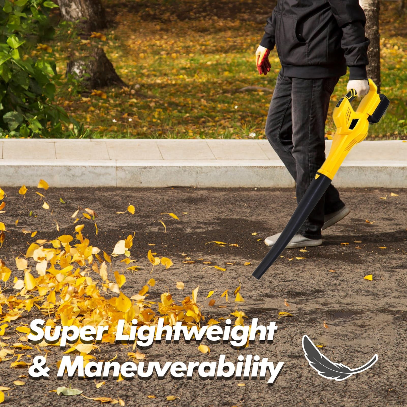 Leaf Blower Cordless, Electric Leaf Blower Cordless with Charger, 3.0Ah Lightweight Battery Powered Leaf Blowers for Lawn Care, Patio, Blowing Leaves