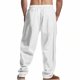 thumbnail image 3 of Pantalones largos para hombre, informales, holgados, de pierna ancha y con bolsillos con cordón, rectos, de poliéster., 3 of 7
