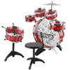 Kids Junior Drum Kit Children Tom Drums Cymbal Stool Drumsticks Set Musical Instruments Play Learning Educational Toy Gift, Red