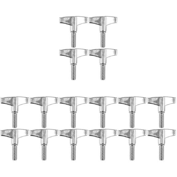 FENGGUIQU Wing Nuts for Drum Cymbal Stands, Metal, Plated Silver, Easy Install, 16Pcs