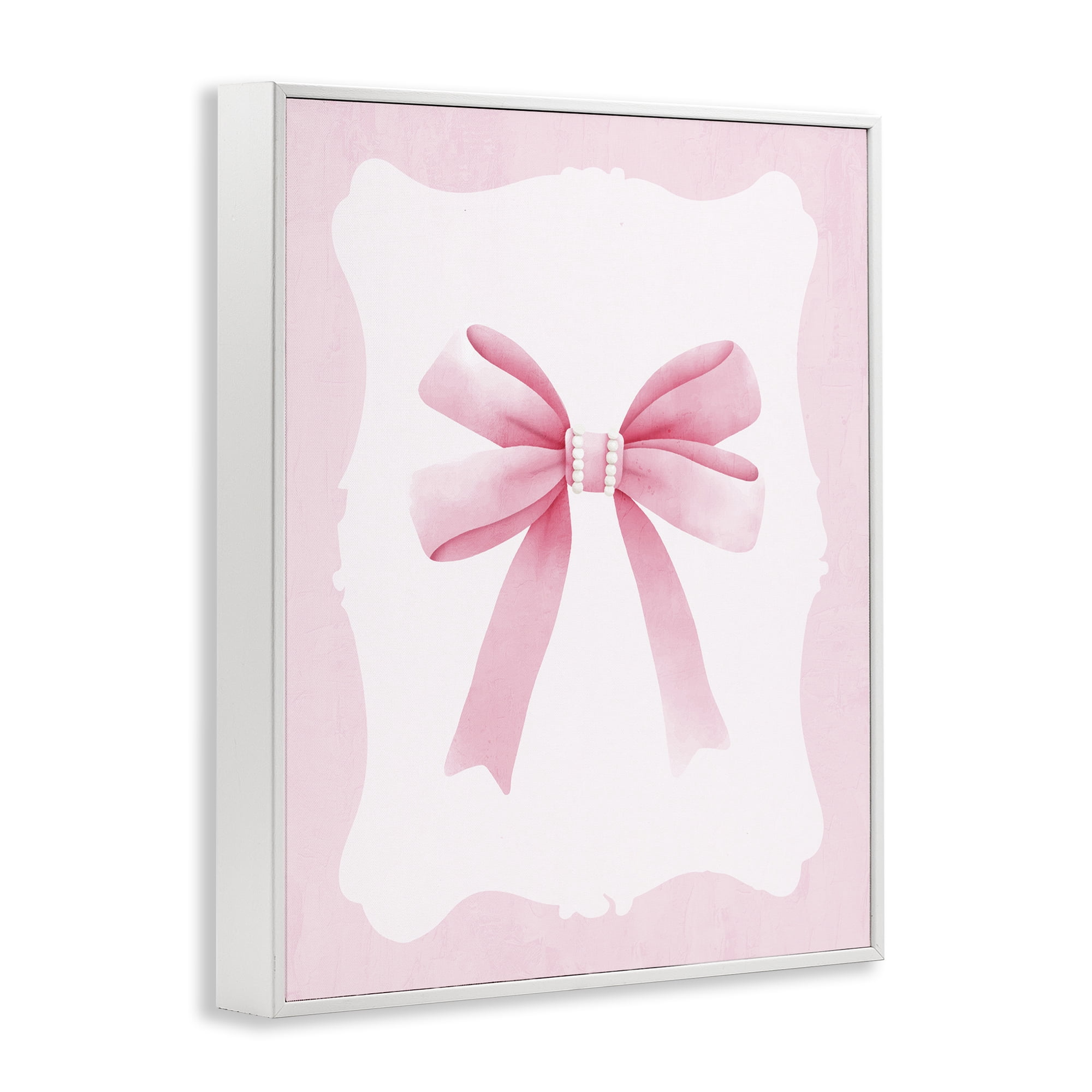 Stupell Industries Feminine Bow with Pearls White Framed Giclee Art, design by Kim Allen