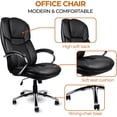 thumbnail image 2 of US Office Elements High Back Big and Tall Heavy Duty Executive Office Chair 400lbs Wide Seat Capacity - PU Leather Padded Ergonomic Seat, Swivel, Rolling, Tilt Mechanism with Adjustable Height(Black), 2 of 5