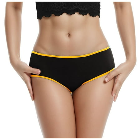 GHSOHS Womens Underwear Panty Cotton Underwear Sets for Women Solid Simple Color Edge Low Rise Underwear Cotton Crotch Seamless Underpants No Show Lace Panties Yellow Briefs Plus Size Underwear  3XL