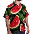 thumbnail image 2 of Watermelon Men's Hawaiian Button Down Printed Short Sleeve Summer Beach Shirts, 2 of 6