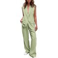 thumbnail image 2 of ICHUANYI Ladies Fashion Casual Slim Solid Color Suit Suit Office Two-piece Suit, 2 of 9