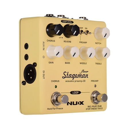 NUX Stageman Floor Acoustic Preamp + DI Effect Pedal with Chorus Reverb Freeze 60s Loop for Acoustic Guitar Violin Mandolin