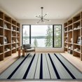 thumbnail image 2 of ODIKA 9'x12' Washable Area Rug Boho Striped Ticking Stripe Farmhouse Felpudo Gingham Layering Flowing Dynamic for Dining Room, Basement, Large Office, Non-Slip Chair-Friendly, 2 of 7