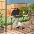 Cheelom Outsunny 17" Portable Charcoal Grill with Wheels, 2 Side Tables