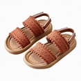 thumbnail image 4 of TOWED22 Girls Open Toe Pearl Ankle Strap Sandals Kids Platform Dress Shoes Wedding Party Princess Dance Shoes for Summer Brown,1.5, 4 of 8