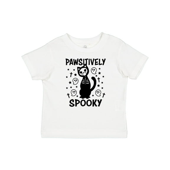 Inktastic Pawsitively Spooky Skeleton Cat with Ghosts and Crosses Boys or Girls Baby T-Shirt