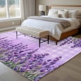 thumbnail image 4 of Purple Lavender Area Rugs 8'x10', Washable Small Throw Rugs for Living Room Patio, Spring Watercolor Wildflowers Plant Plaid Indoor Outdoor Rug Non-Slip Low Pile Carpet Runner Reversible Floor Mats, 4 of 8