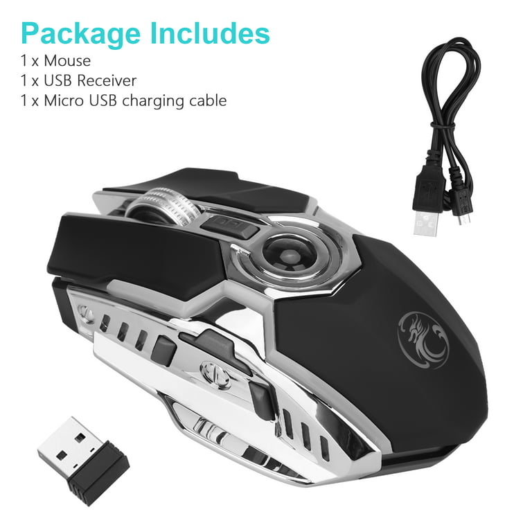 2.4G Wireless Mouse, TSV Rechargeable PC Computer Mouse with 7 Buttons, 3 Adjustable Levels DPI Up to 2400DPI, 4 Colorful LED Lights, Ergonomic Optical USB Mice for Notebook, PC, Computer, Mac - Walmart.com