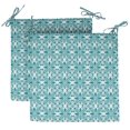 thumbnail image 1 of Vargottam Printed Indoor/Outdoor Chair Pads Non Slip Dining Chair CushionSquareShapedDining Chair Pad With String Ties Machine Washable & Home Decor Cushion- Set Of 2-Turquoise Blue, 1 of 8