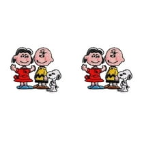 Peanuts Cartoon Characters Themed 2in Wide Embroidered Sewn On Set of 2 Patch